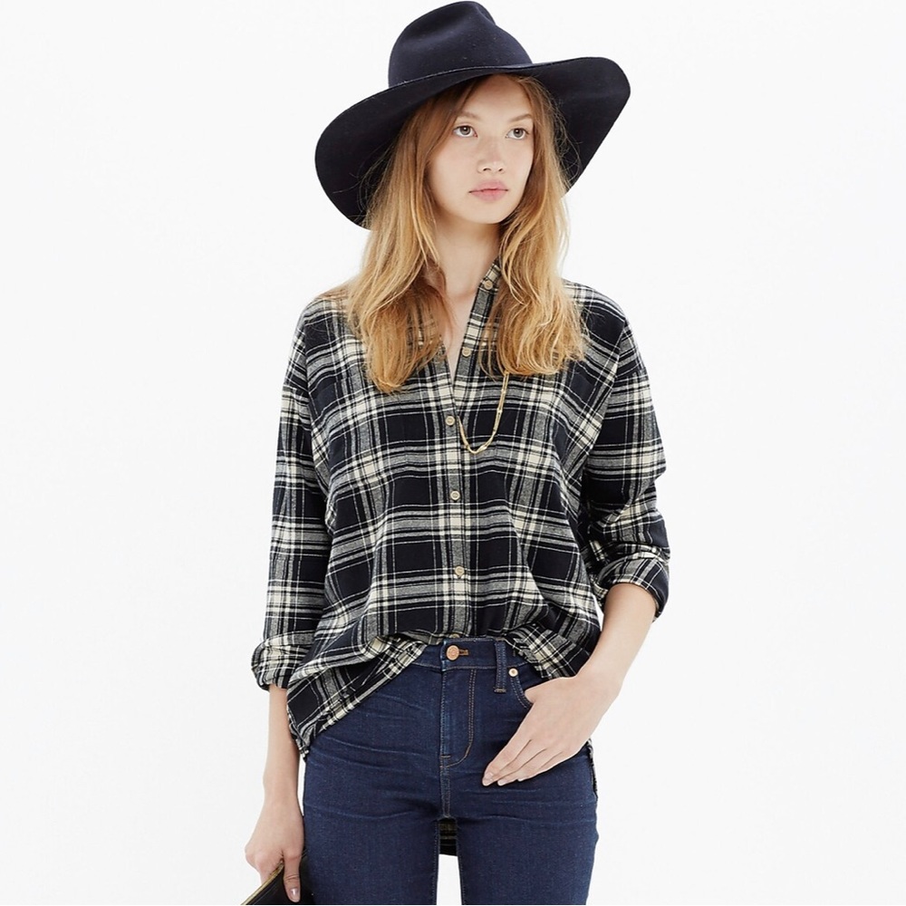 Flannel Trapeze Shirt in Overcast Plaid XS